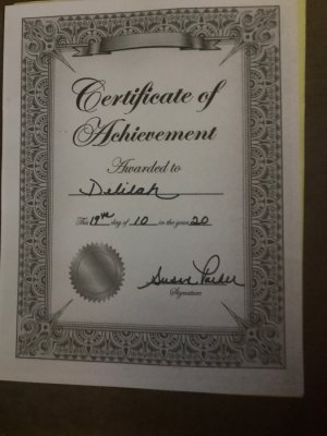 Delilah's Certificate